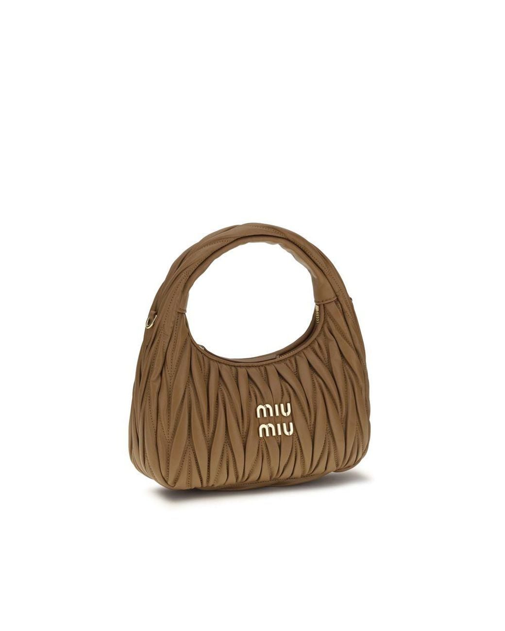 Miu Miu Brown Beige Calf Leather Bos Taurus Shoulder Bag
