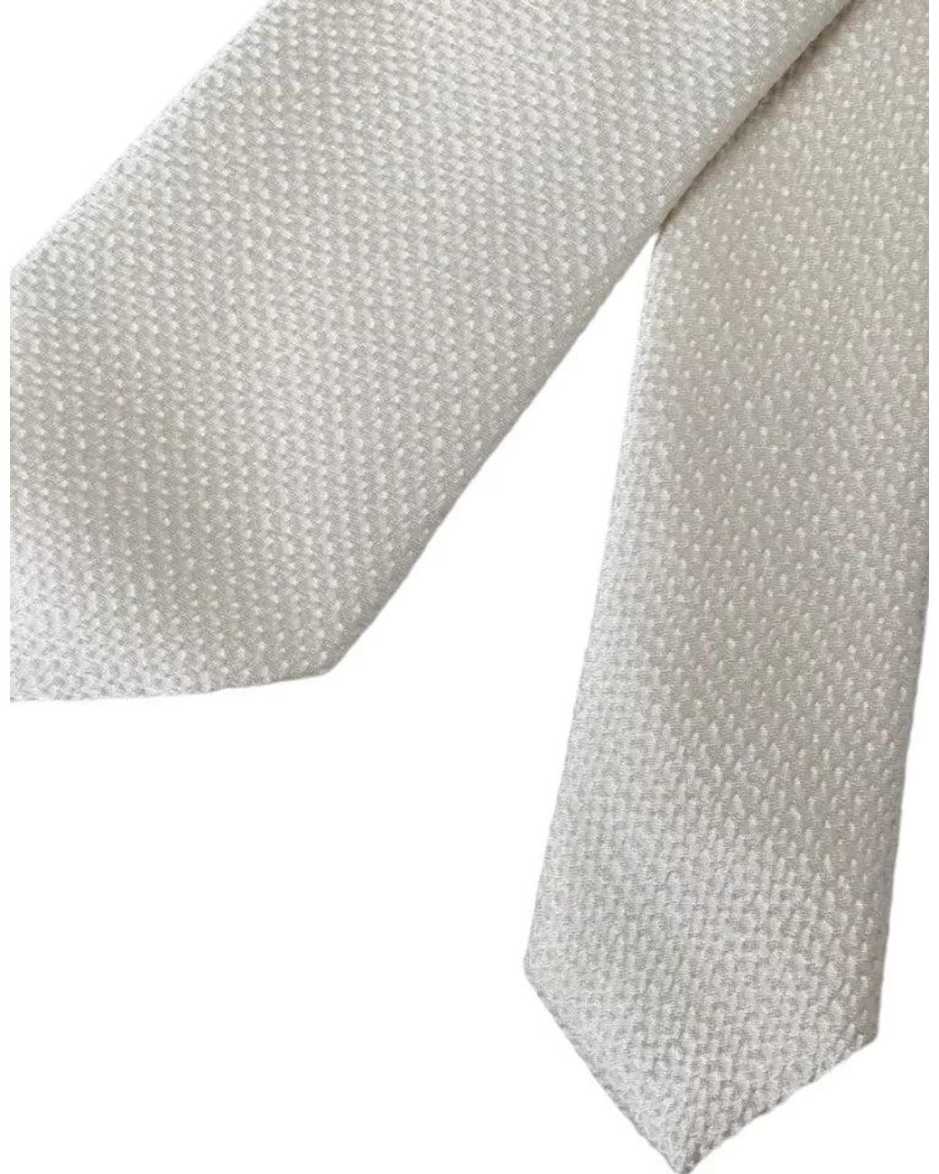 Dolce & Gabbana White Textured Silk Necktie for men