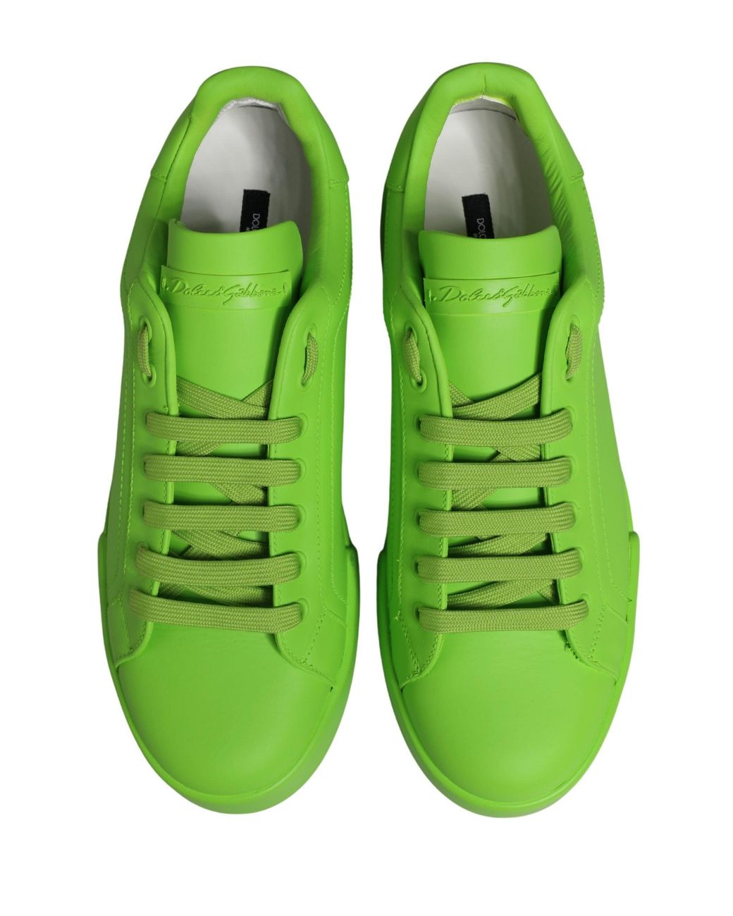 Dolce & Gabbana Green Leather Portofino Low Top Sneakers Shoes for men