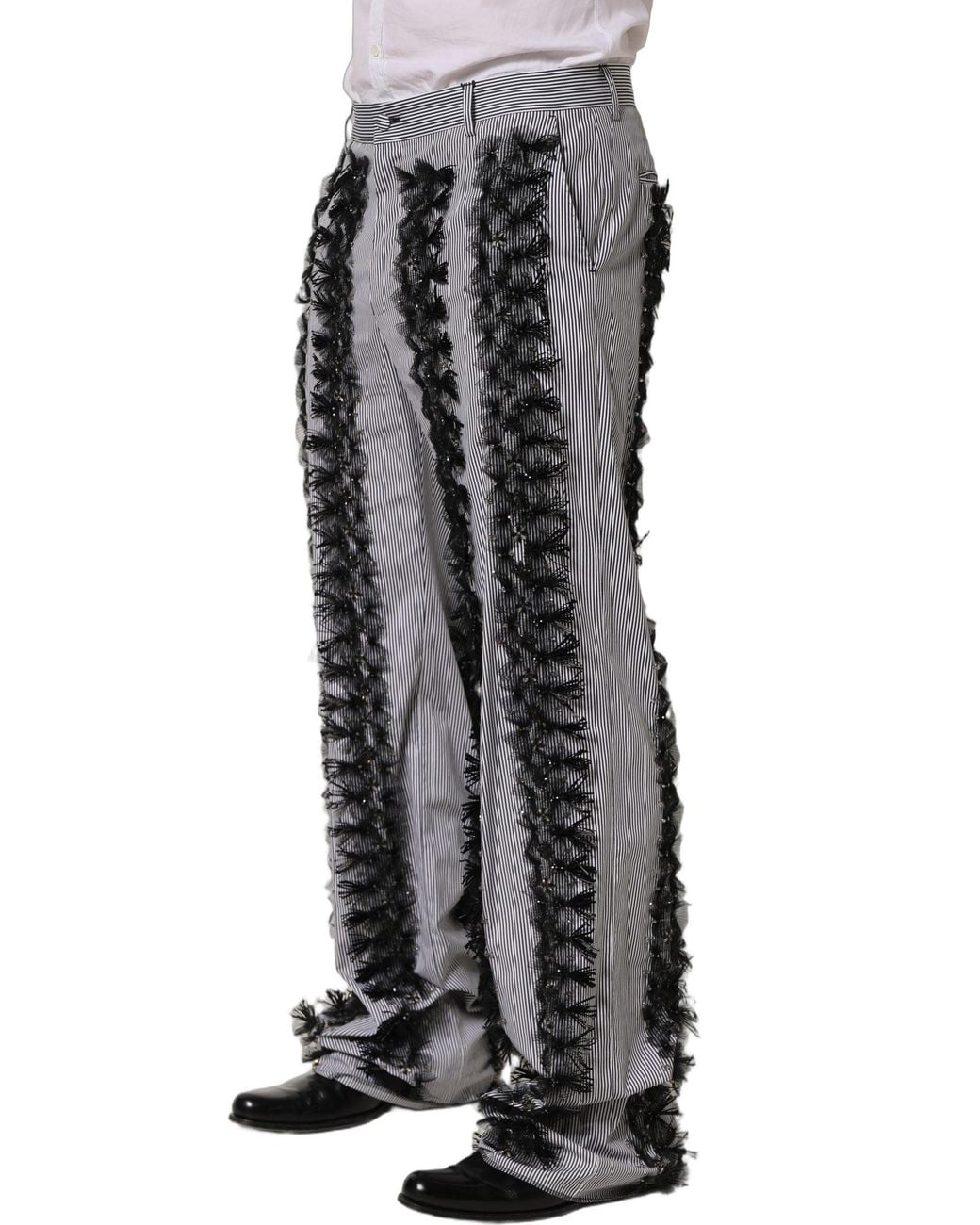Dolce & Gabbana Blackgray Pinstripe Embellished Trouser Pants for men