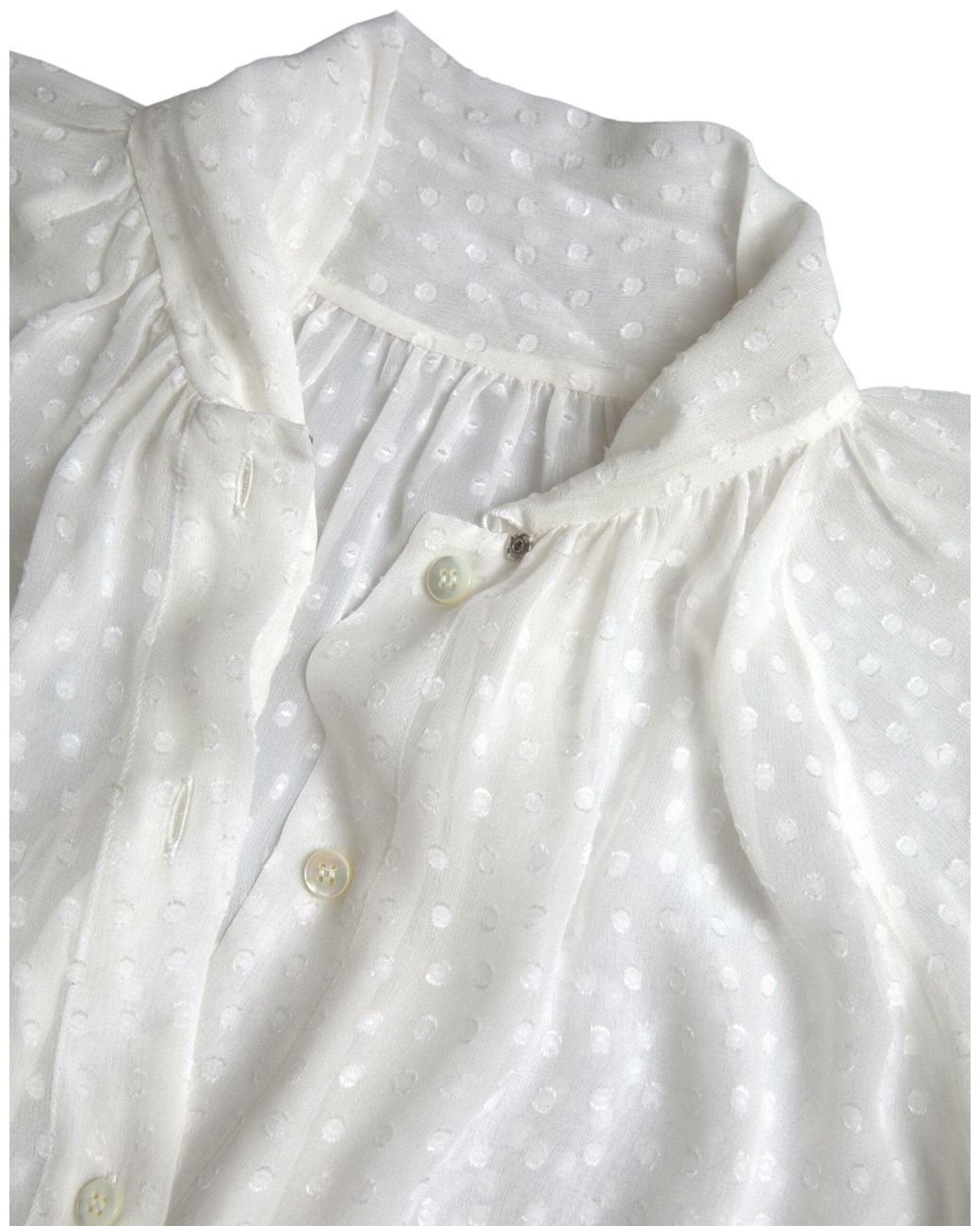Dolce & Gabbana Gray Silk Sheer Tied Neck Polka Dots Blouse