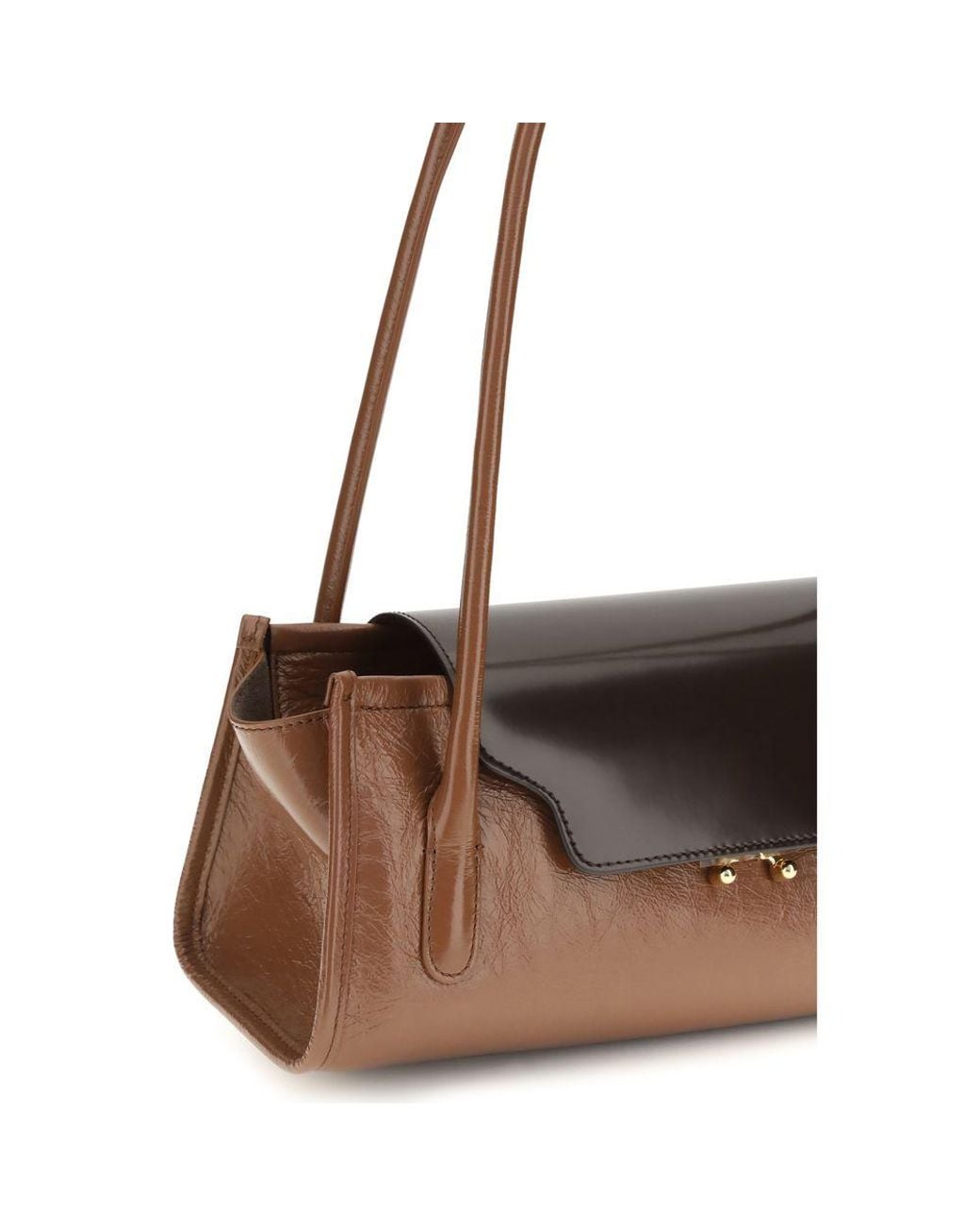 Marni Brown Calf Leather Bos Taurus Shoulder Bag