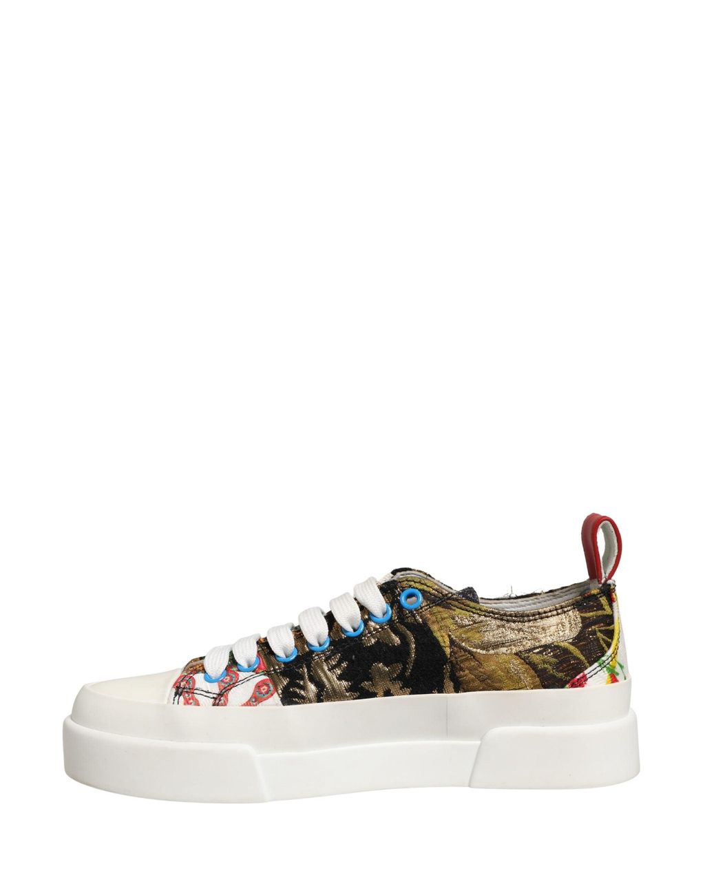 Dolce & Gabbana White Patchwork Low Top Sneakers Shoes