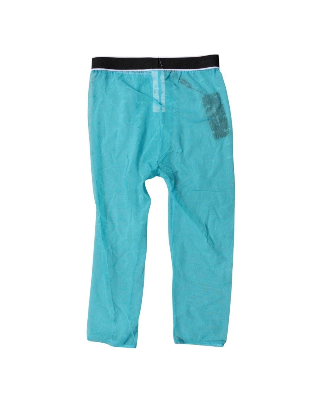 Dolce & Gabbana Light Blue Dg Logo Nylon Cropped Tights Underwear