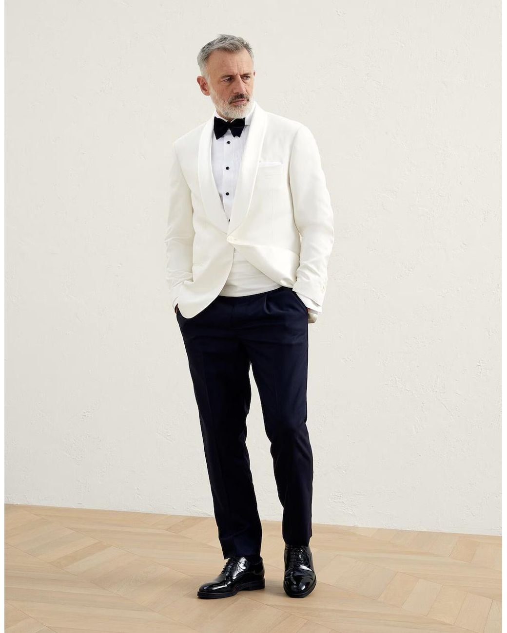 Brunello Cucinelli White Bicolor Silk Blazer for men