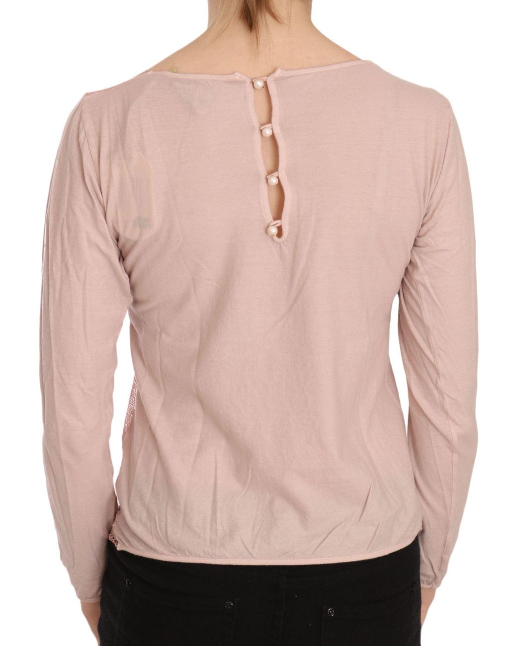 Pink Memories Pink Lace See Through Long Sleeve Top Blouse