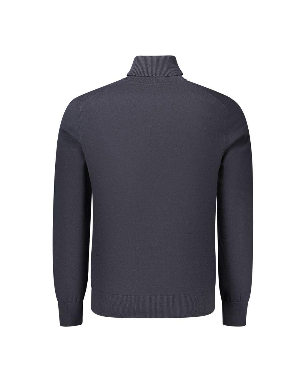 Boss Blue Cotton Turtleneck for men