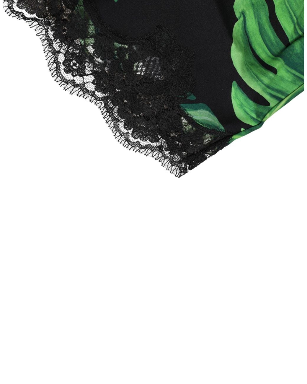 Dolce & Gabbana Green Tropical Print Lace Underwear And Silk Clothing