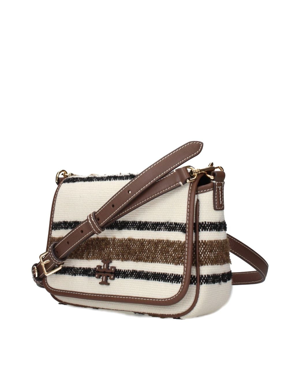 Tory Burch Gray Beige Fabric Crossbody Bag