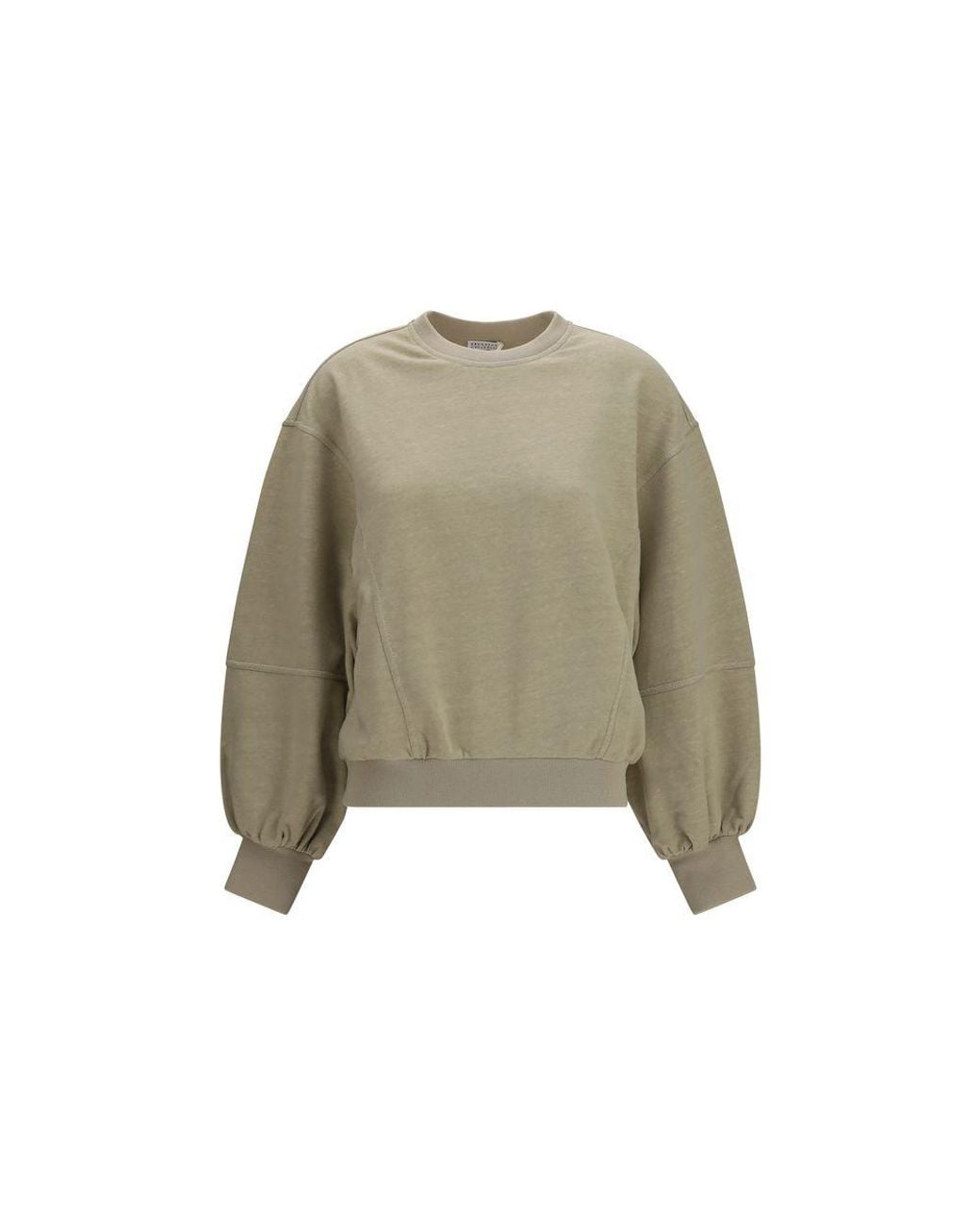 Brunello Cucinelli Green Beige Cotton Sweatshirt