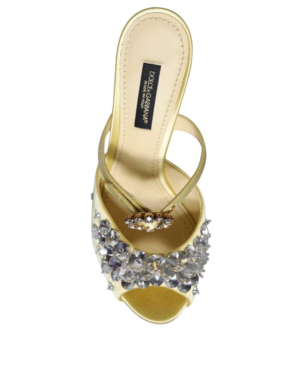 Dolce & Gabbana Metallic Mary Janes Satin Crystal Sandals Shoes