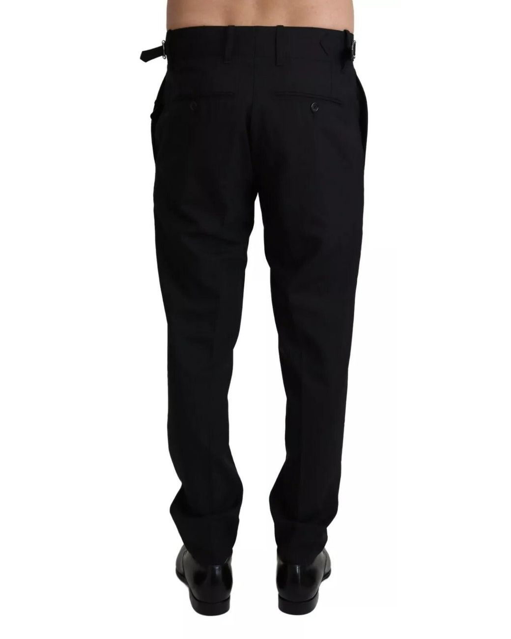 Dolce & Gabbana Black Wool Stretch Dress Trouser Pants for men
