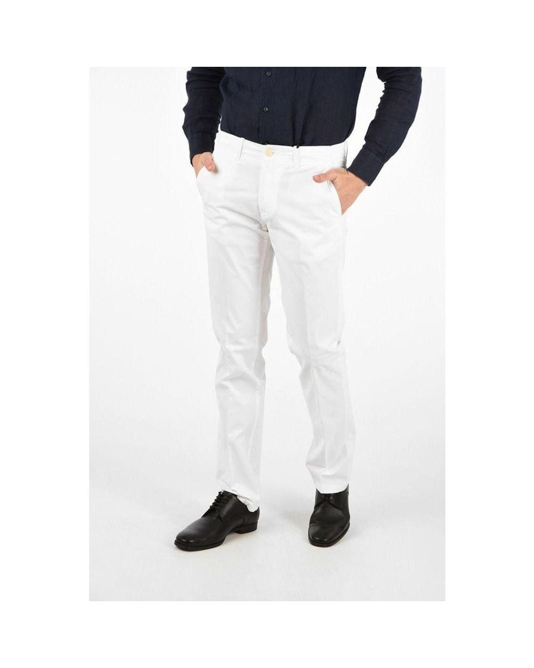Corneliani Black White Cotton Chino Pants for men