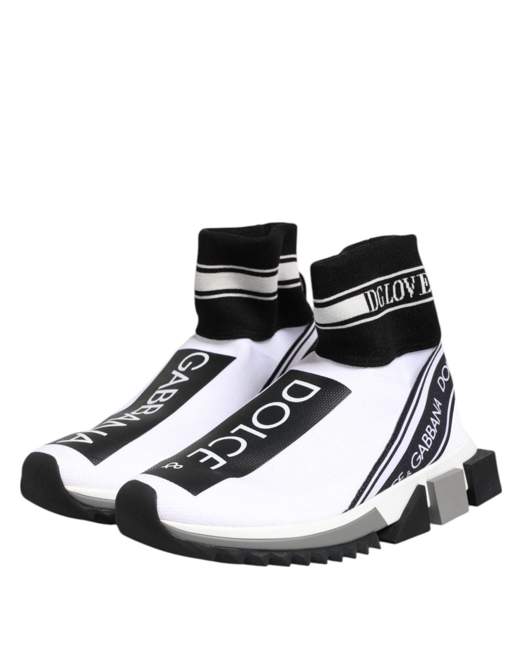 Dolce & Gabbana White Sock Sneaker Logo Detail
