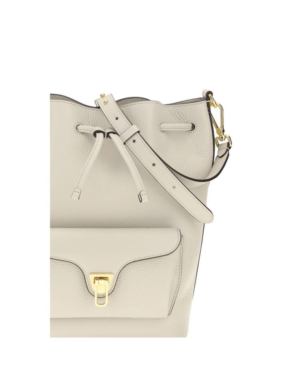 Coccinelle Natural Beige Calf Leather Bos Taurus Backet Bag