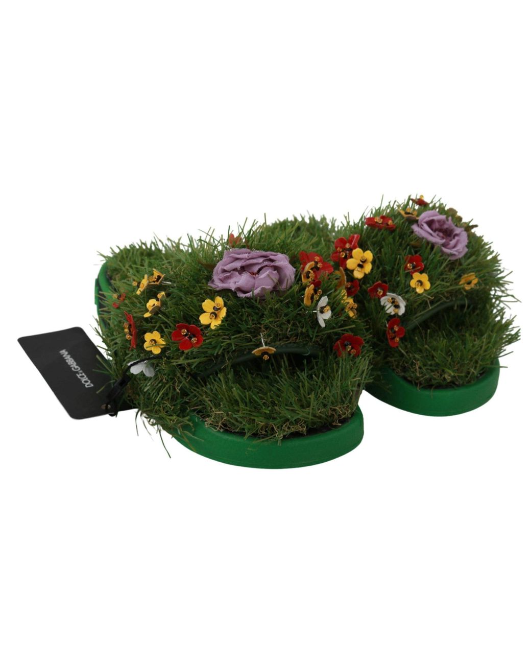 Dolce Gabbana Floral Embellished Slides in Green Lyst