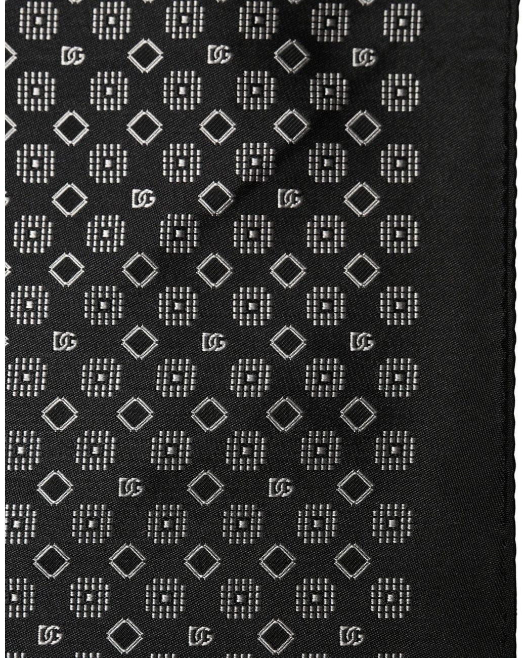 Dolce & Gabbana Black White Patterned Pocket Square Scarf for men