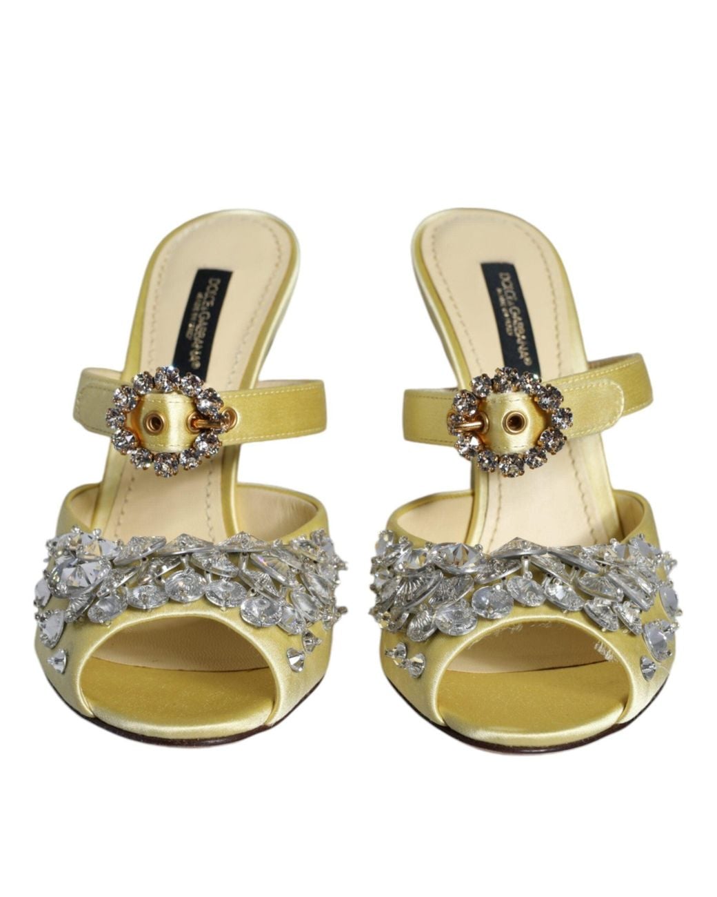 Dolce & Gabbana Metallic Mary Janes Satin Crystal Sandals Shoes