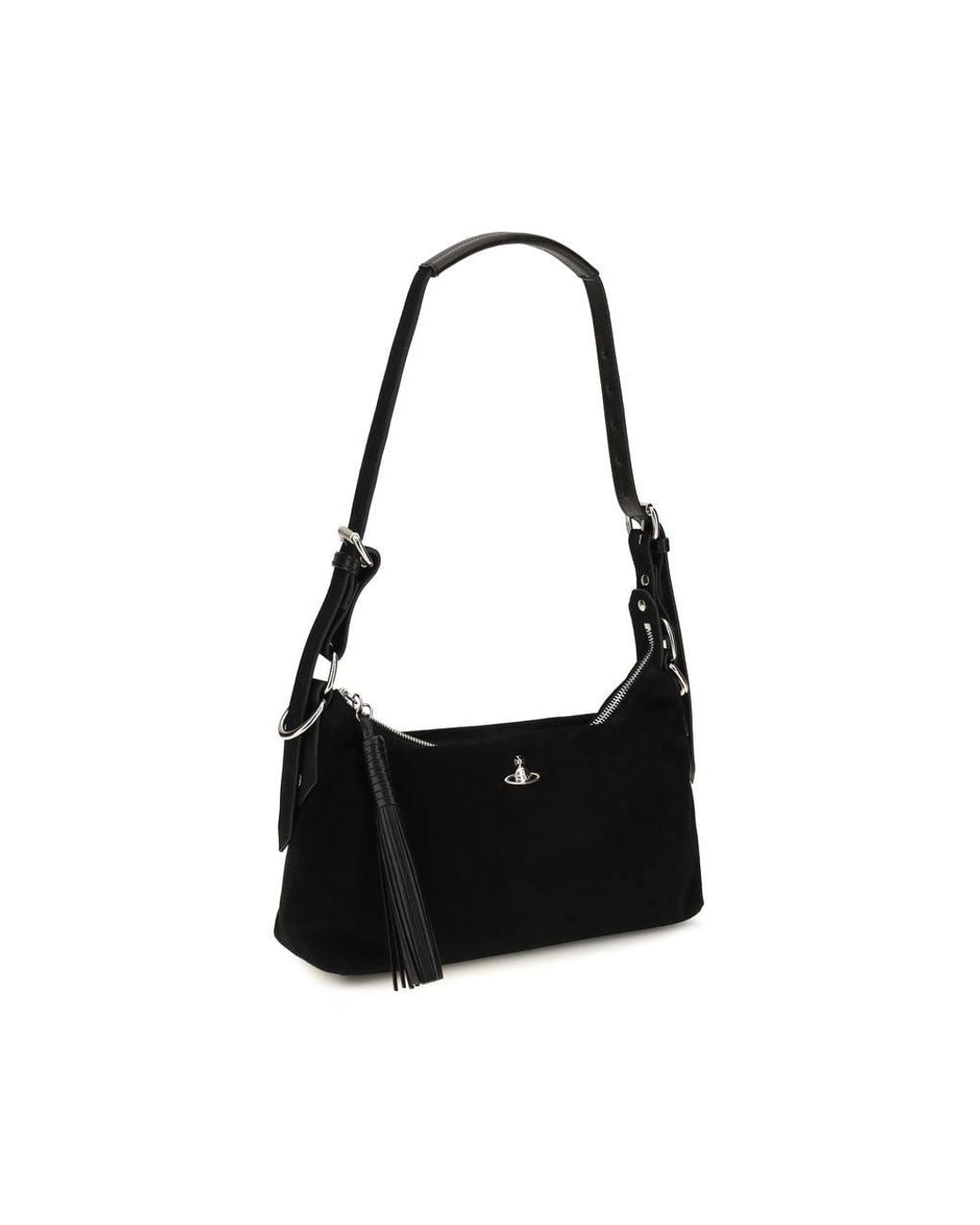 Vivienne Westwood Black Suede Leather Shoulder Bag