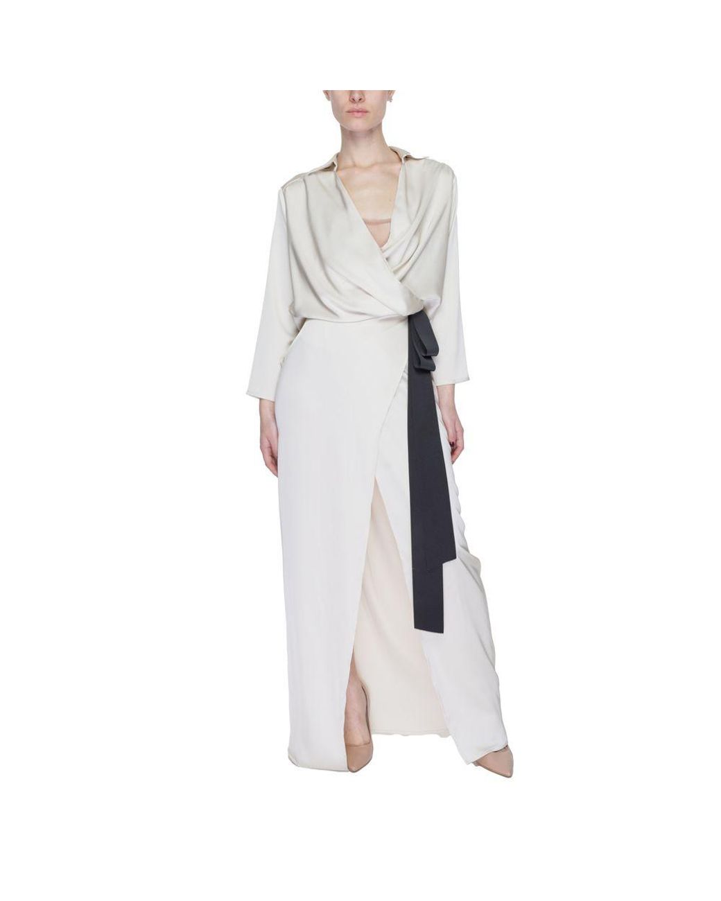Sandro Ferrone Multicolor Beige Polyester Long Dress