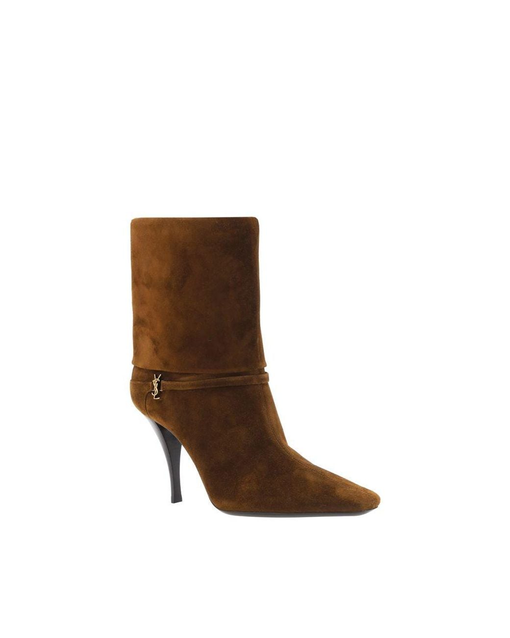 Saint Laurent Brown Calf Leather Bos Taurus High Heel Boots