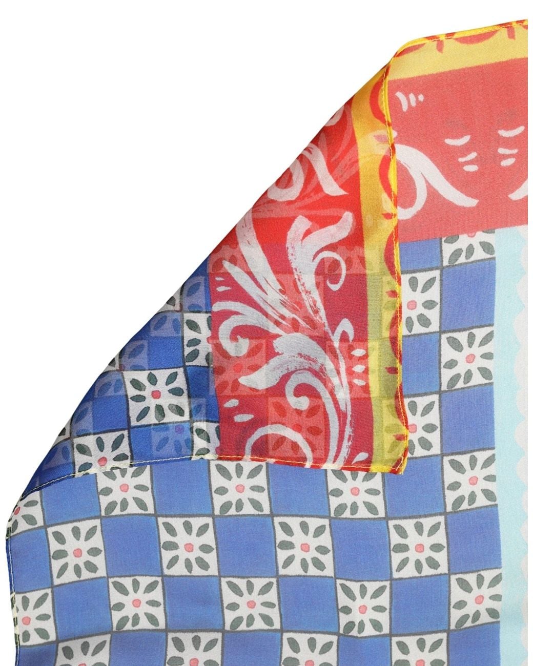 Dolce & Gabbana Blue Multicolor Silk Carretto Shawl Stole Scarf
