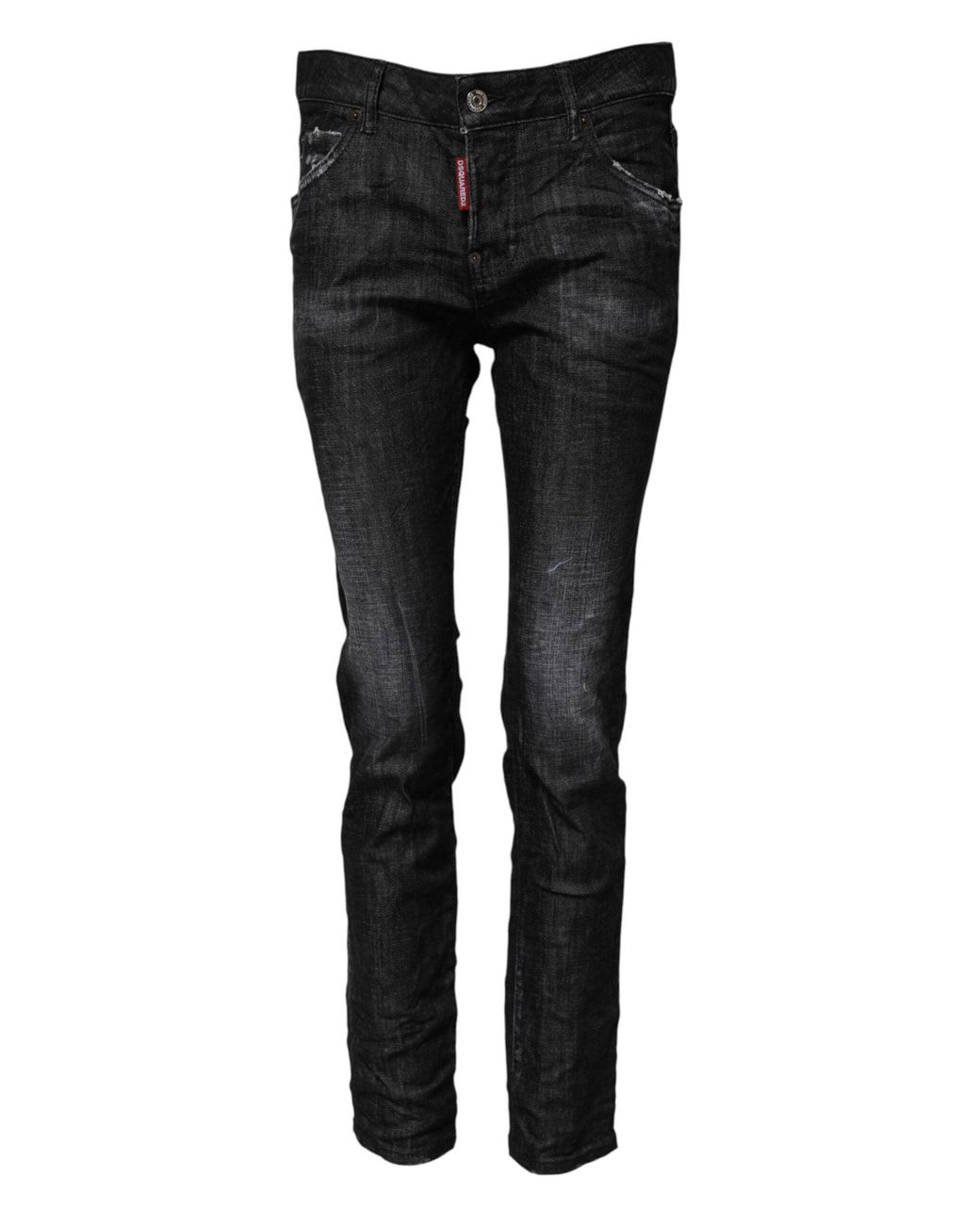 DSquared² Black Washed Cotton Mid Waist Skinny Jeans for men