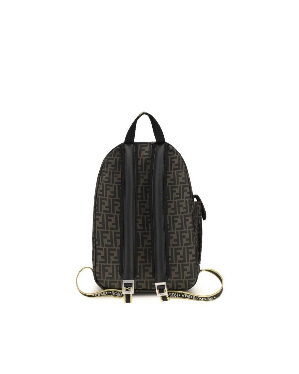 Fendi Black Brown Polyester Backpack for men