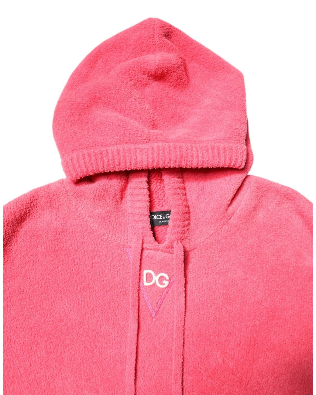 Dolce & Gabbana Pink Hooded Cotton Sweater for men