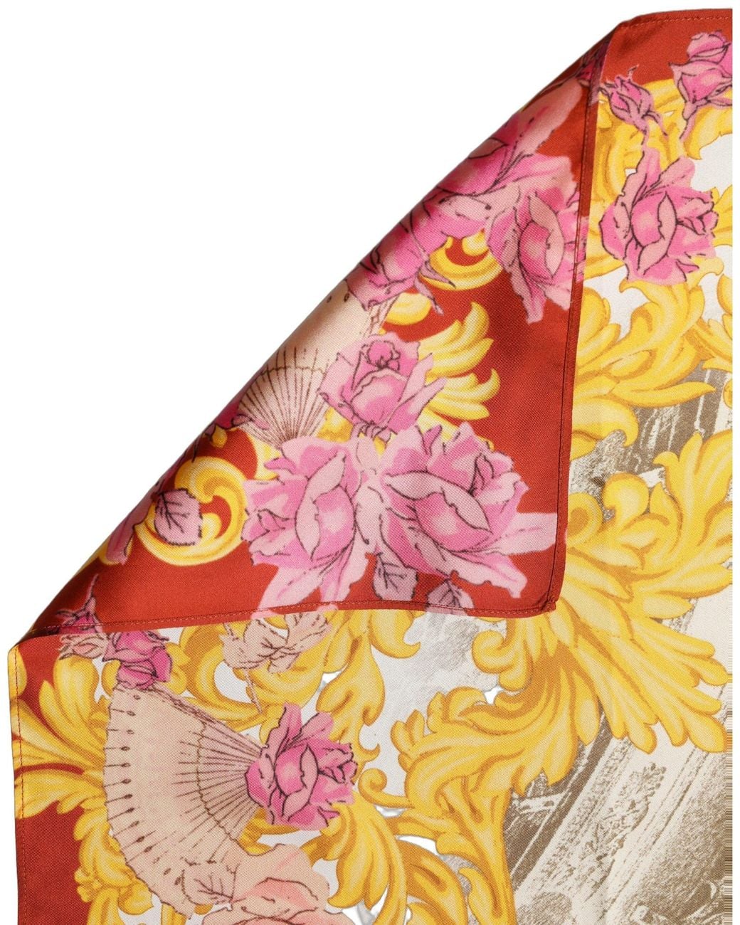 Dolce & Gabbana Orange Multicolor Silk Printed Square Foulard Scarf
