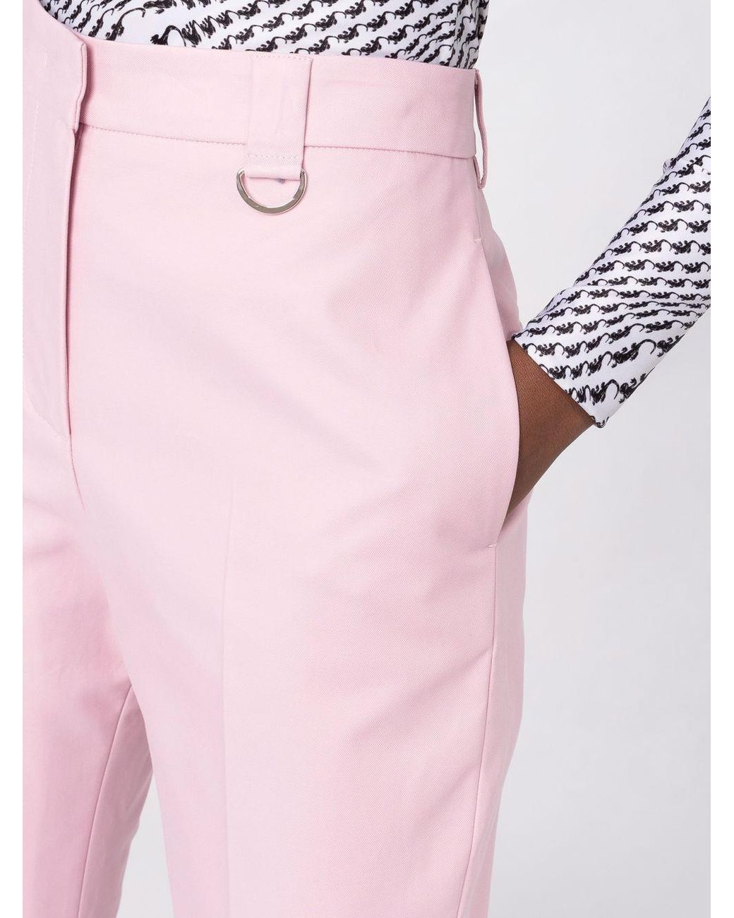 MSGM Pink Pressed-Crease Cotton Tailored Trousers