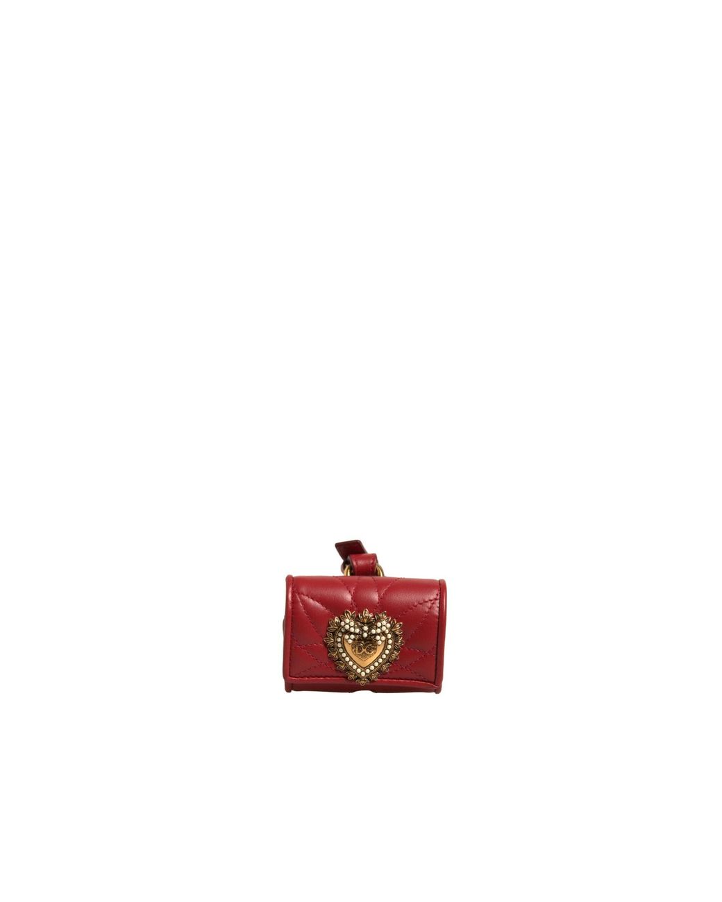 Dolce & Gabbana White Black Leather Devotion Heart Strap Airpod Case