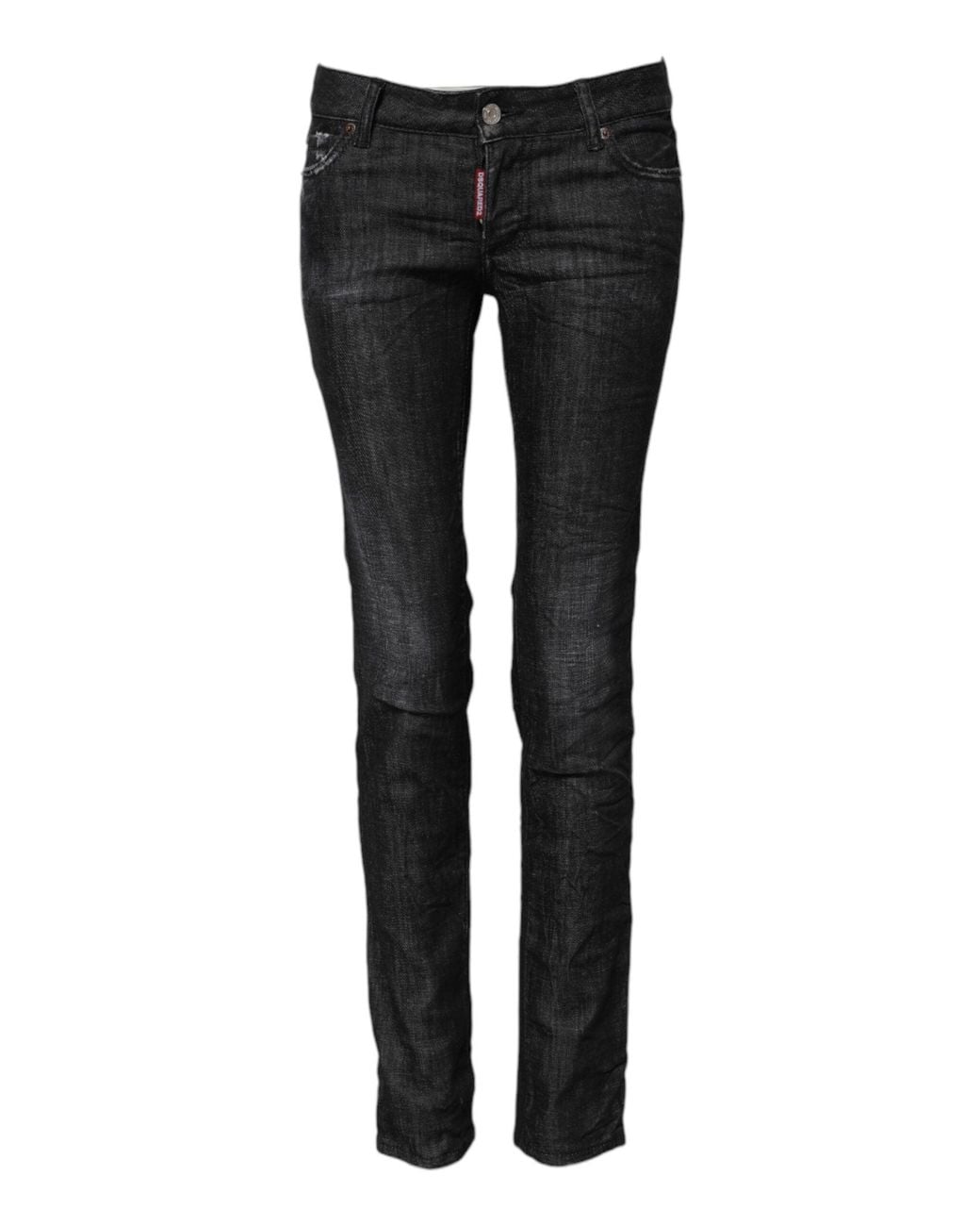 DSquared² Black Cotton Low Waist Skinny Denim Jeans for men