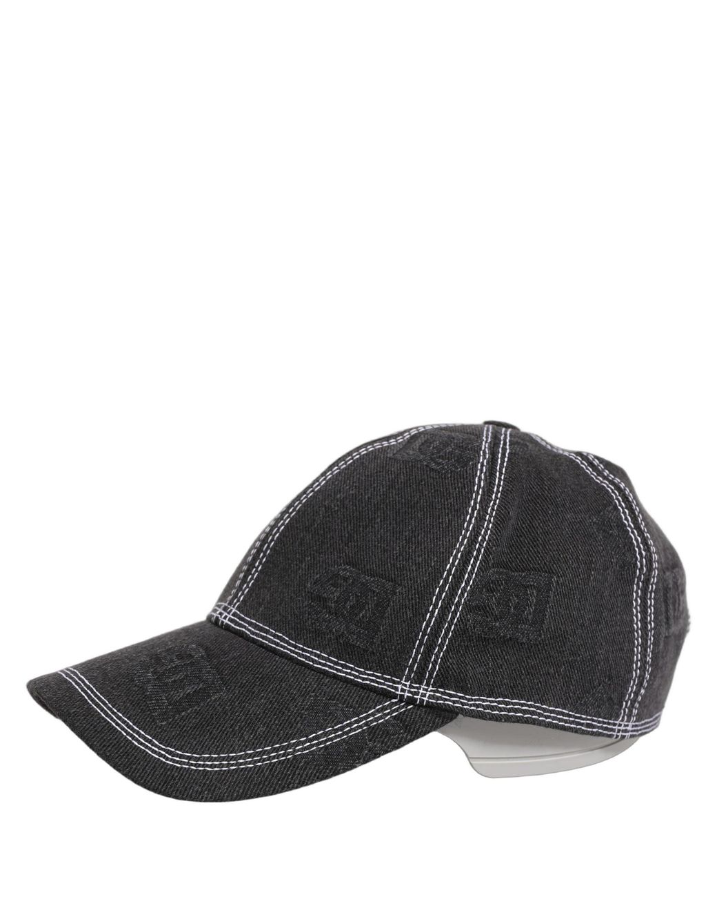 Dolce & Gabbana Gray Men Black Cotton 6 Panel Baseball Capello Hat for men