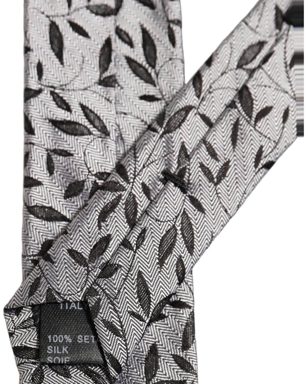 Dolce & Gabbana Gray Silk Leaf Pattern Adjustable 'Sd Neckmen's Tie for men
