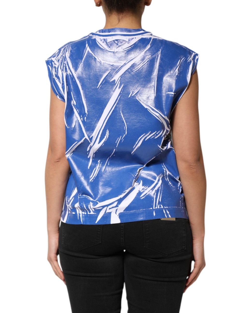 Dolce & Gabbana Blue Cotton Logo Plaque Tank Top