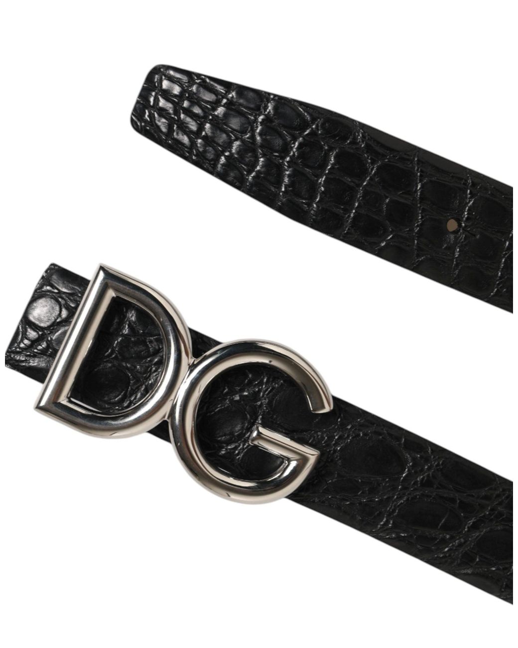Dolce & Gabbana Black Crocodile Belt With Dg Logo for men