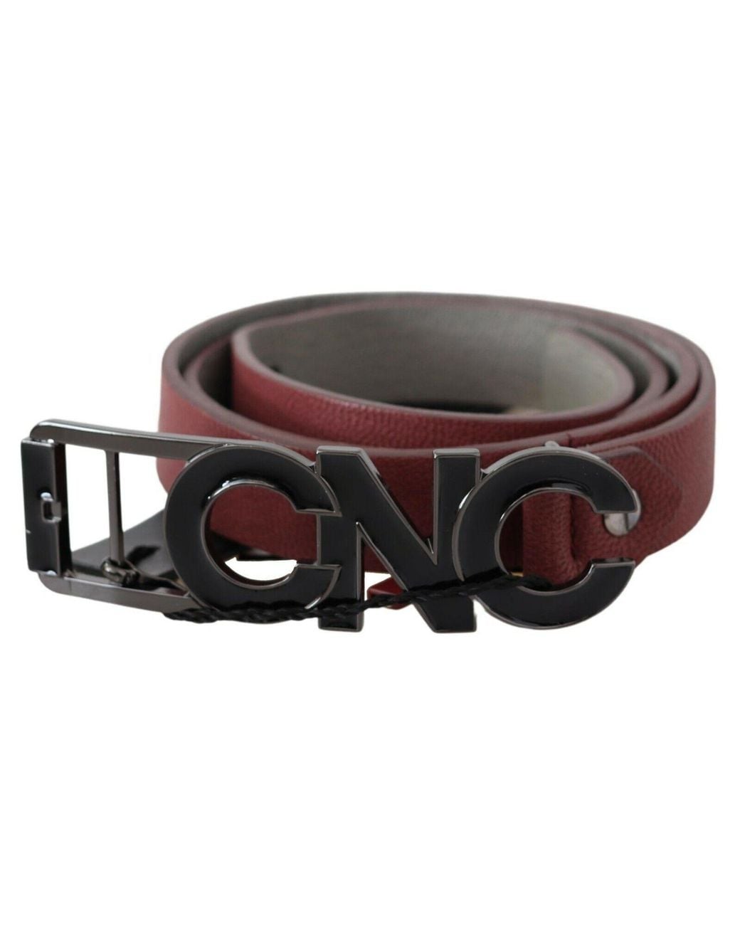 CoSTUME NATIONAL Black Maroon Skinny Leather Logo Fashion Belt