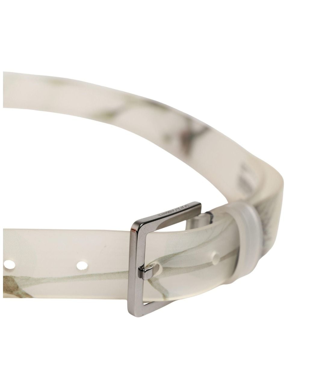 Dolce & Gabbana Gray Floral Pvc Metal Buckle Belt for men