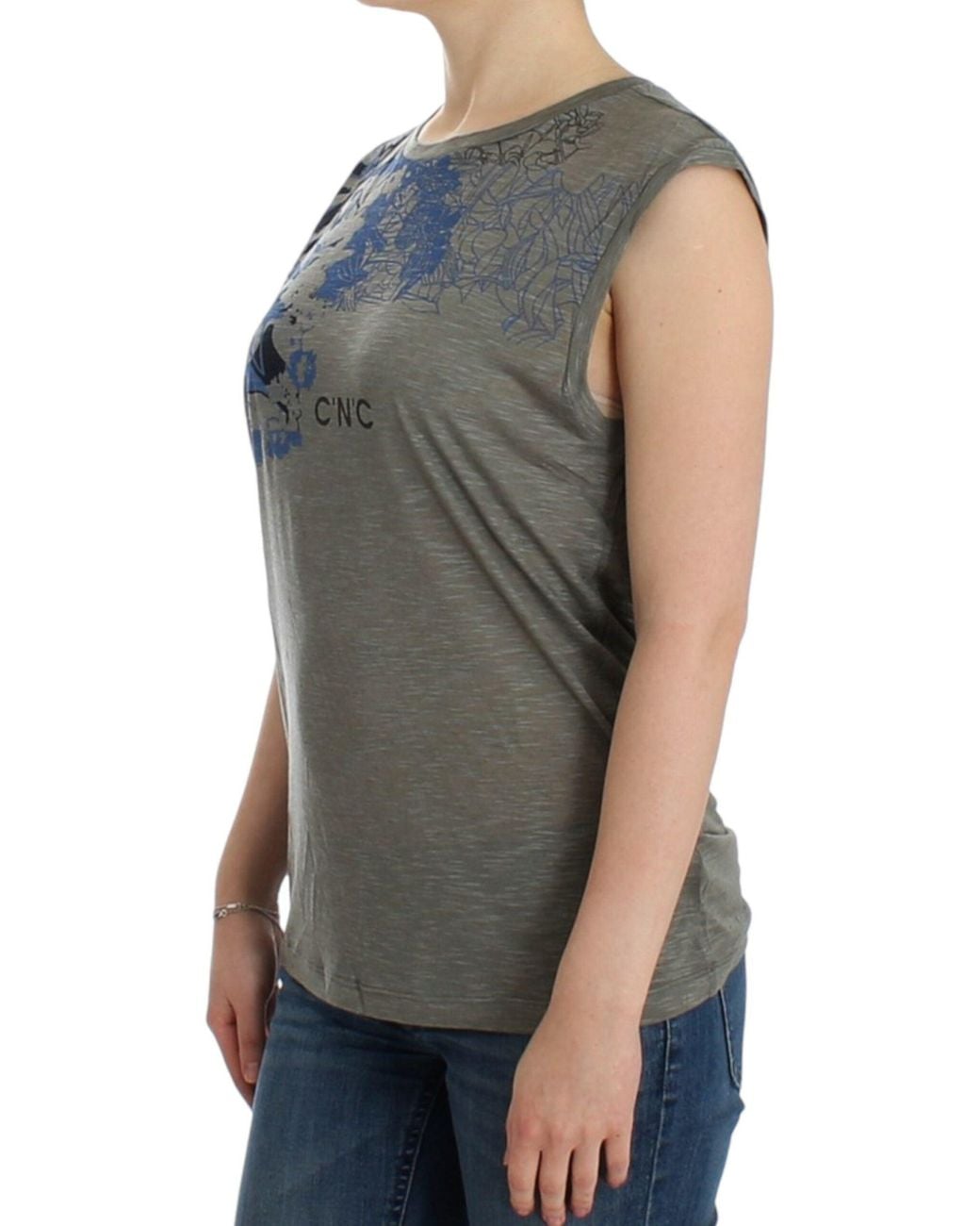 CoSTUME NATIONAL Print Sleeveless T-shirt Gray Sig12531