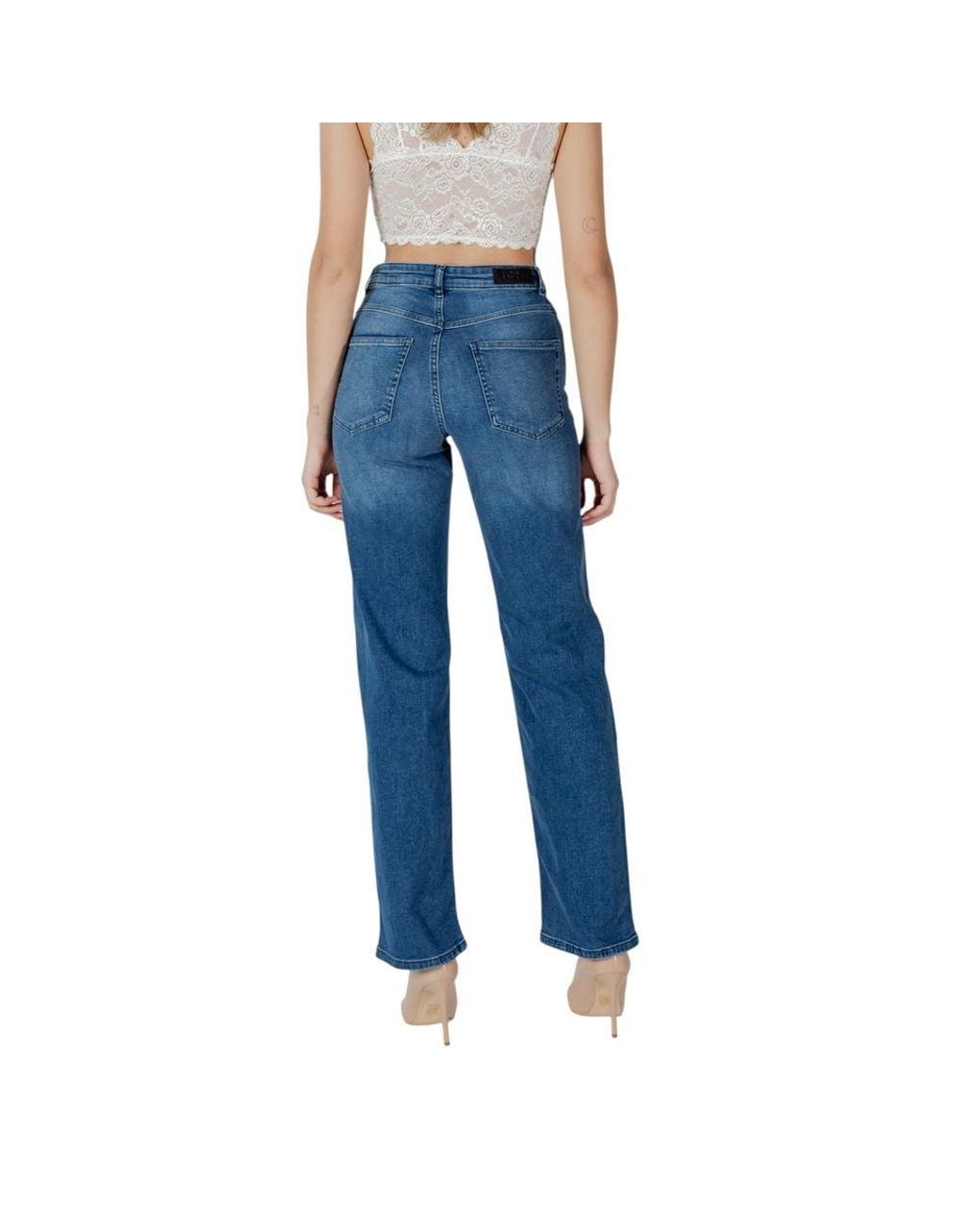 Ichi Blue Cotton Relaxed Fit Jeans