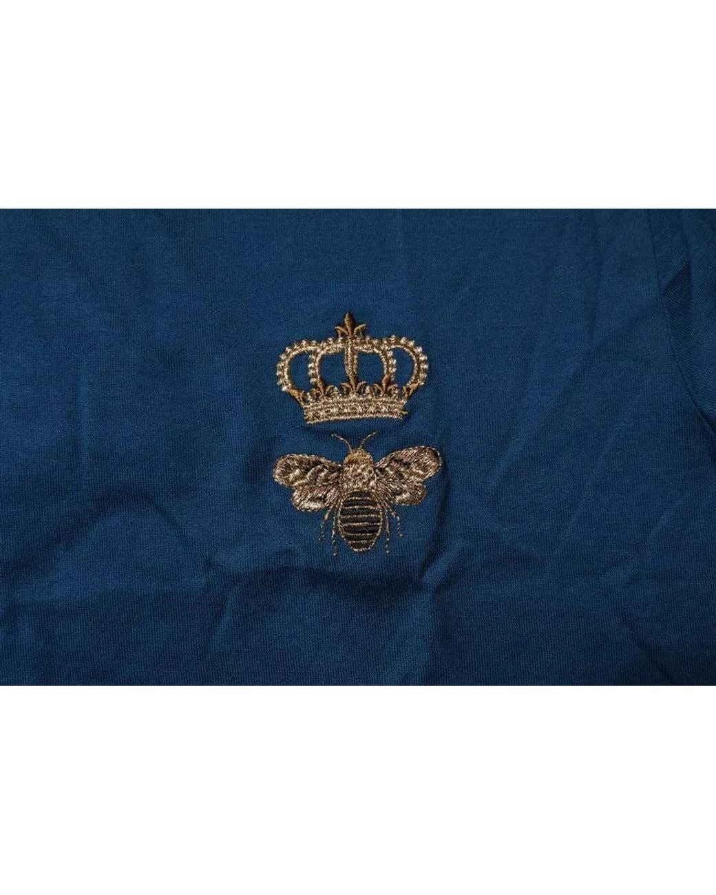 Dolce & Gabbana Blue Bee Crown Tee Embroidered for men
