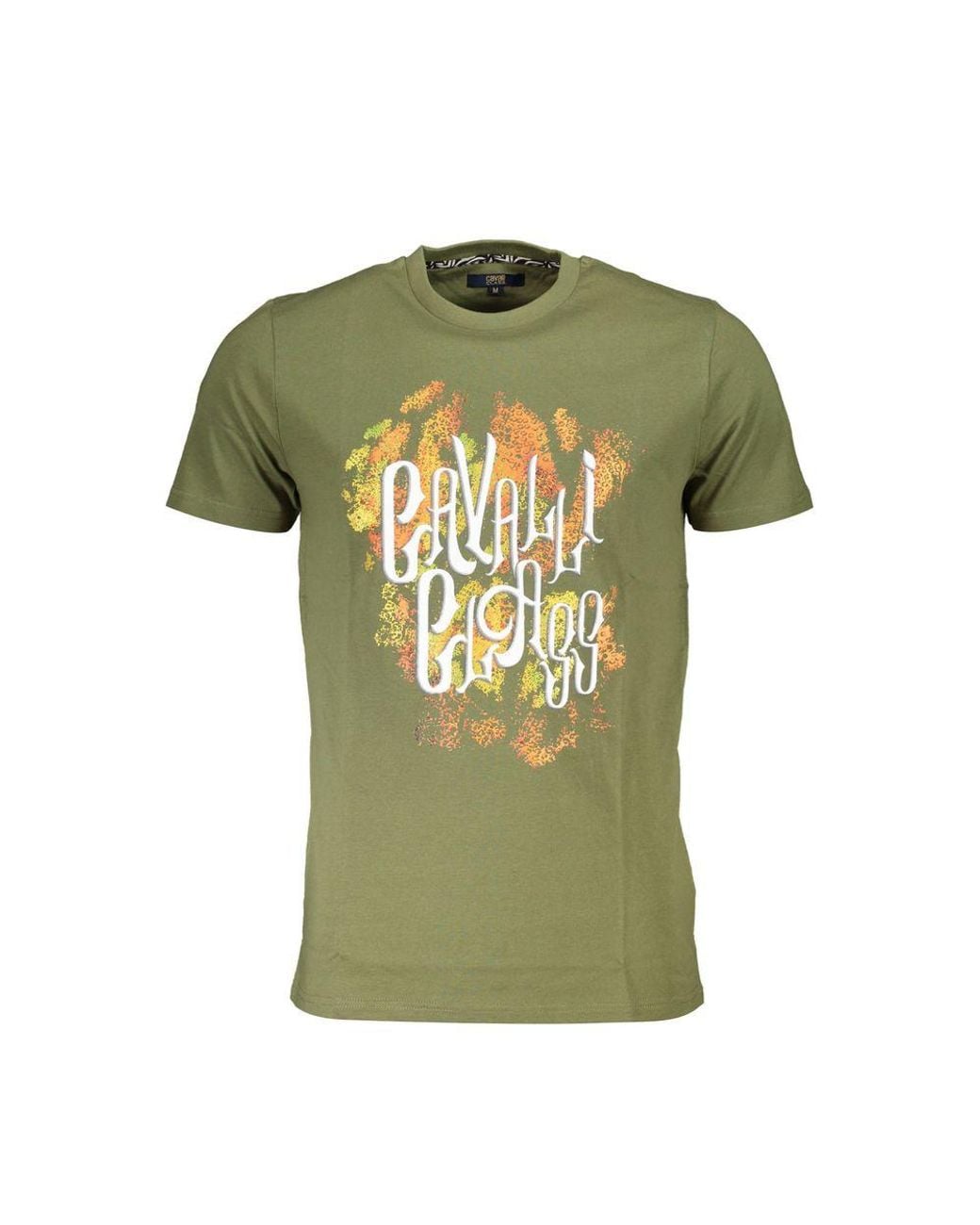 Roberto Cavalli Green Cotton T-Shirt for men