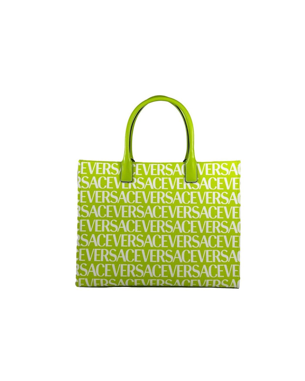 Versace Green Medusa Large Canvas Tote Bag