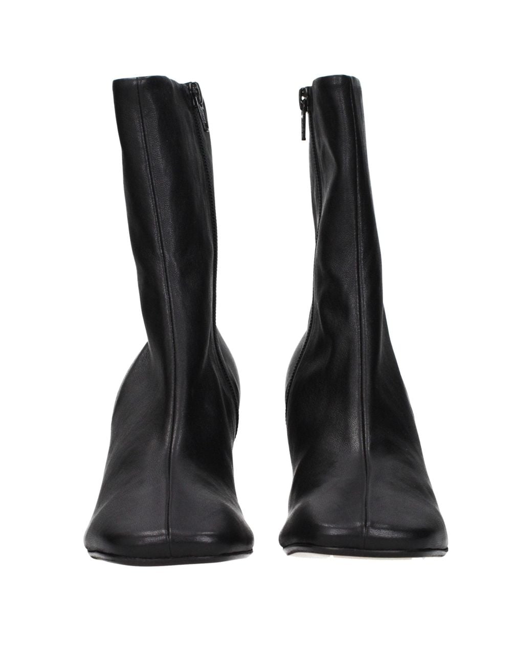 Dries Van Noten Black Leather Ankle Boots