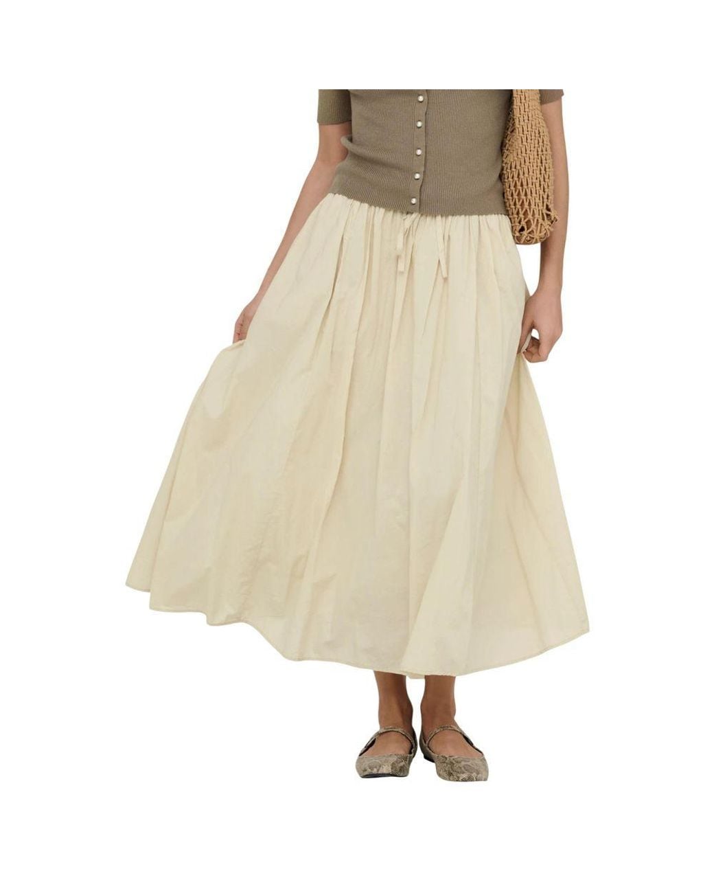 Jacqueline De Yong Natural Cotton Long Skirt