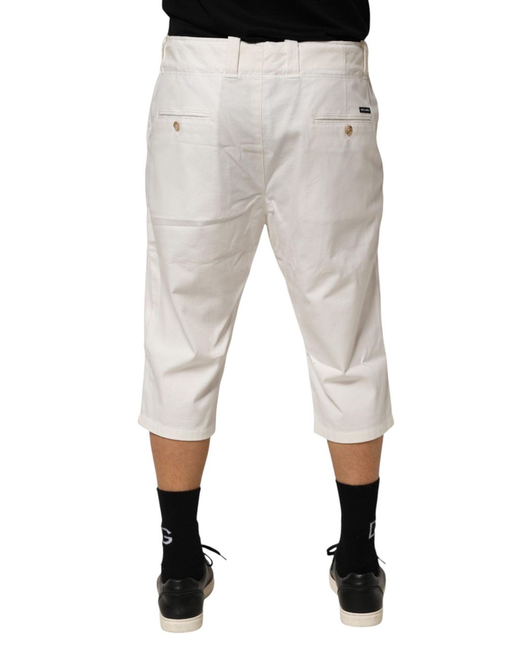 Dolce & Gabbana Gray White Cotton Stretch Cropped Trouser Pants for men