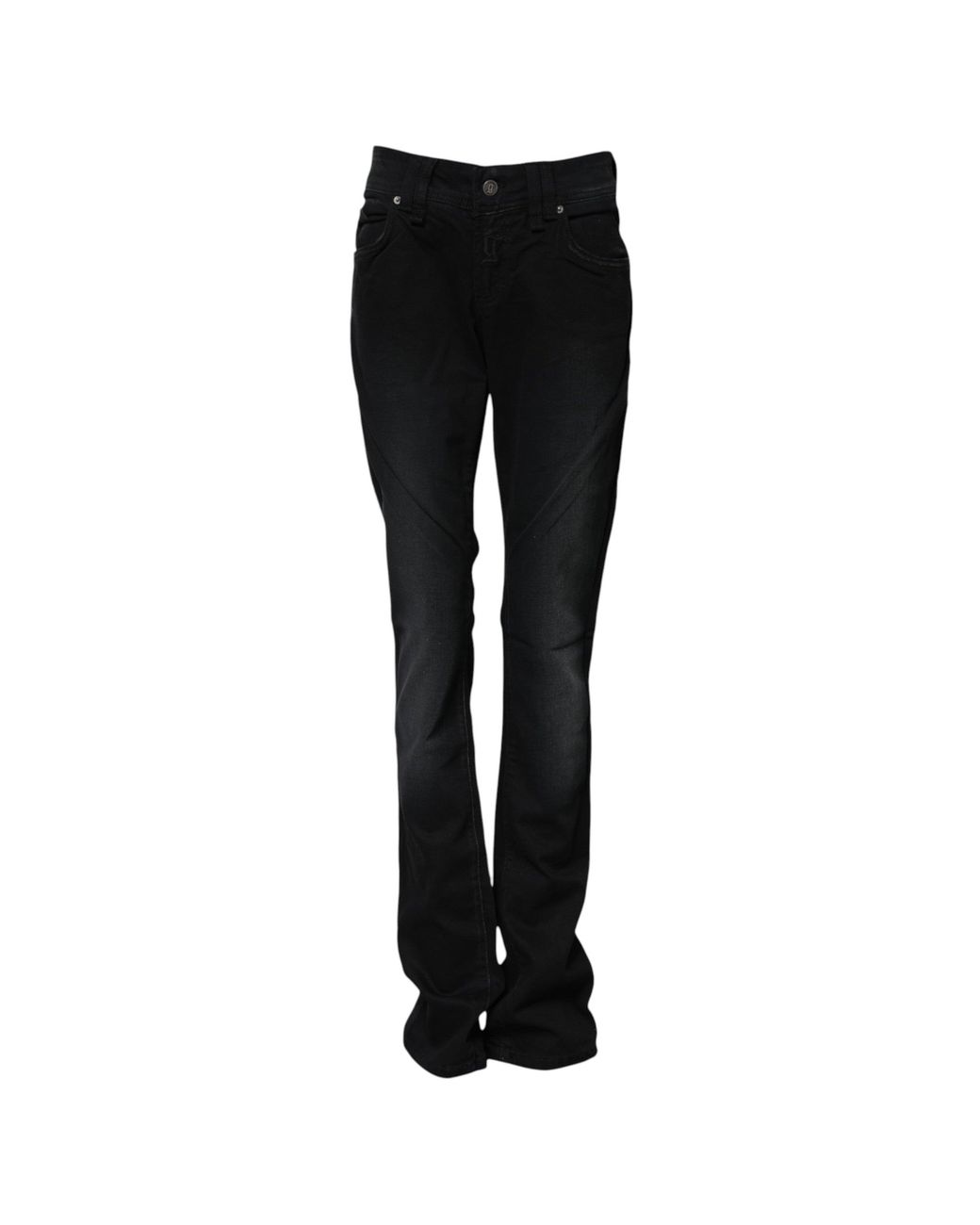John Galliano Black Cotton Mid Waist Tapered Denim Jeans