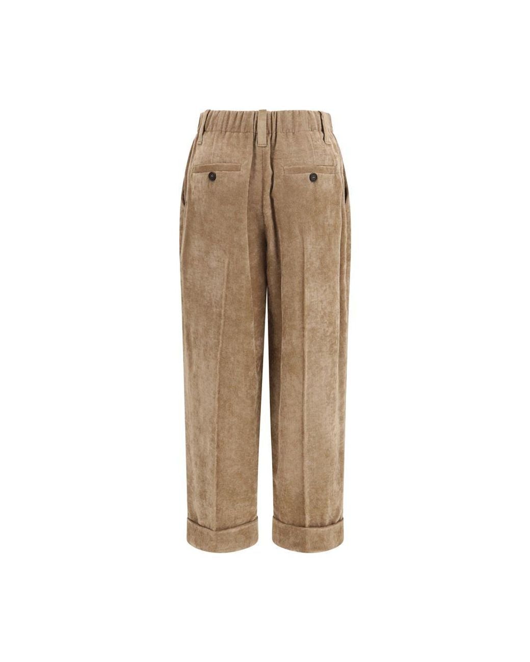 Brunello Cucinelli Natural Brown Viscose Casual Pants