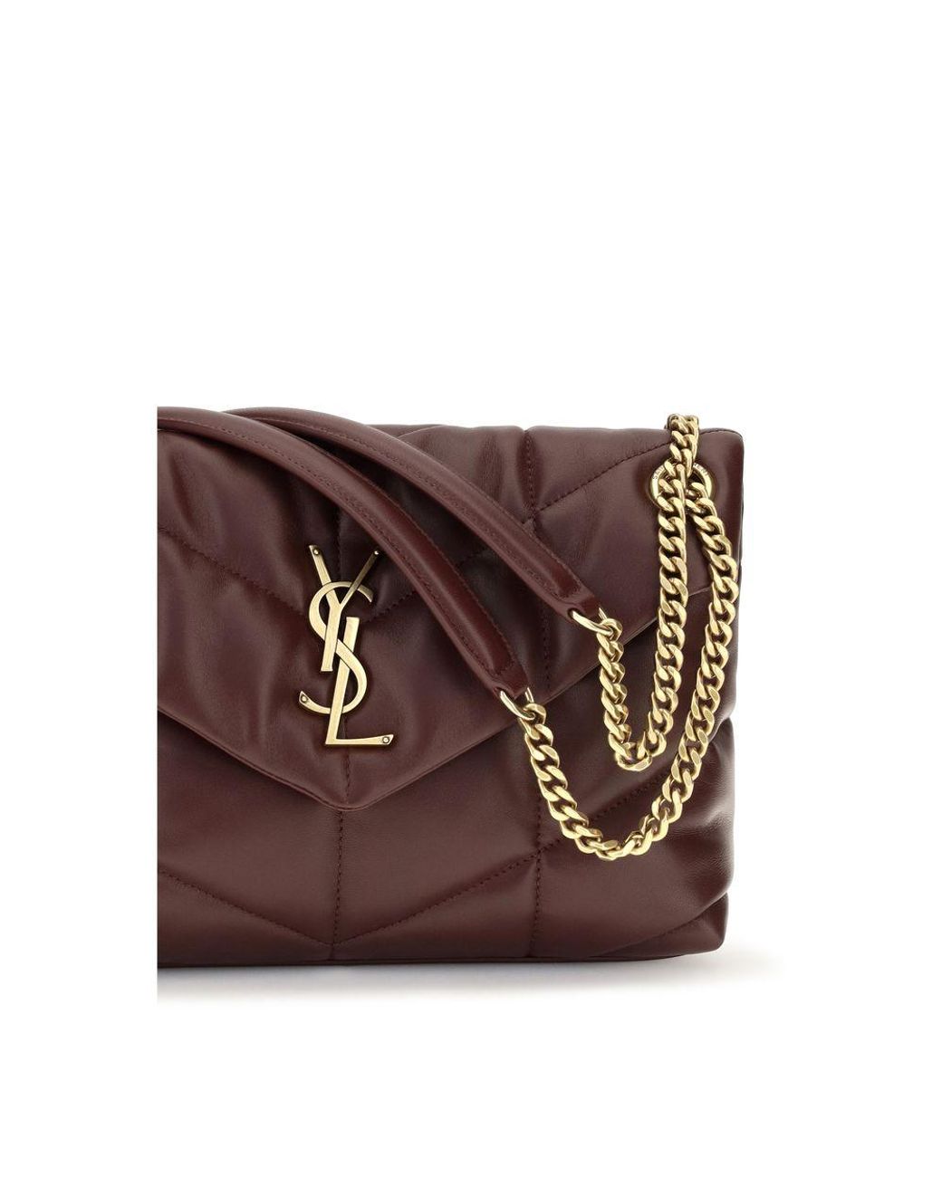Saint Laurent Brown Bordeaux Lamb Leather Shoulder Bag